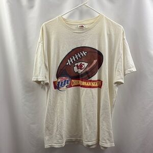 Vintage Kansas City Chiefs T Shirt Men’s Size XL White Miller Lite